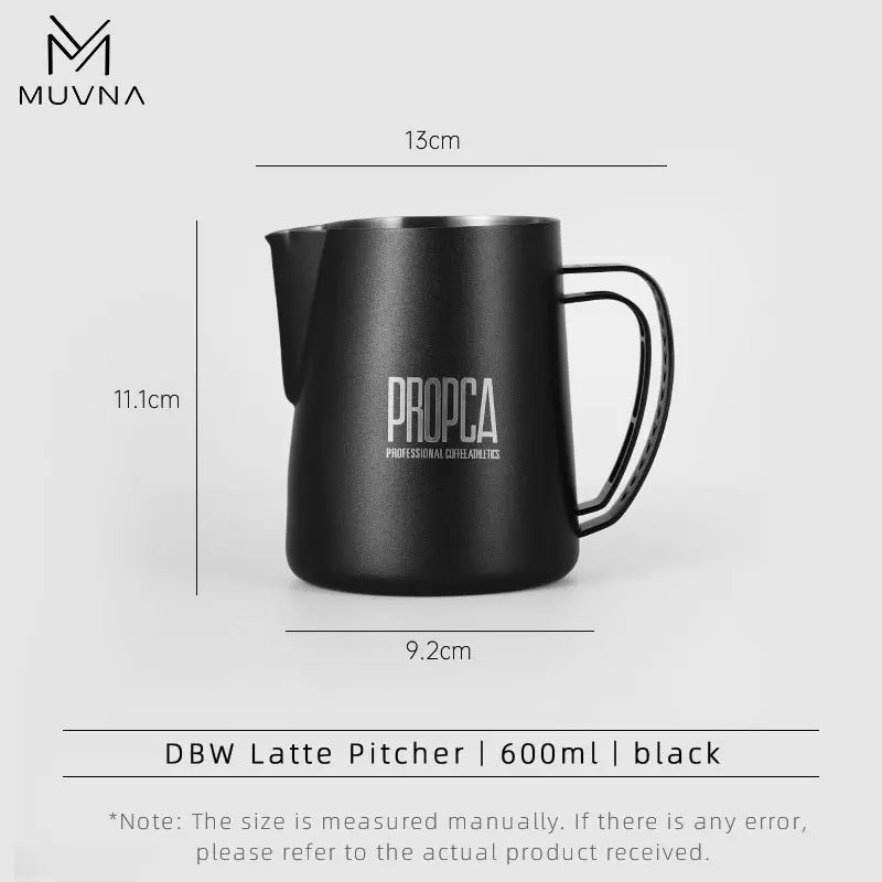 MUVNA DBW Latte Pitcher 600ml Sharp Spout LatteArt Pitcher milk jug barista selection.Ideal for home/camping/coffee shops