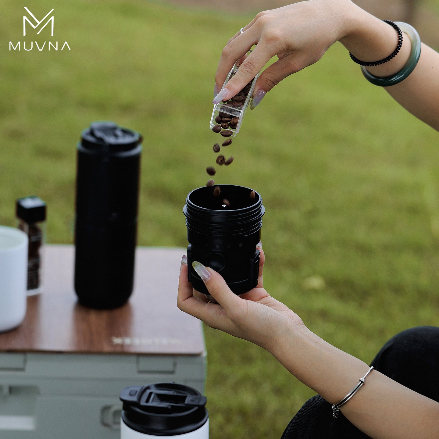 Muvna Portable Pour over Coffee Machine for outdoor travel & Home,3-in-1 pour-over coffee dripper Portable electric grinder