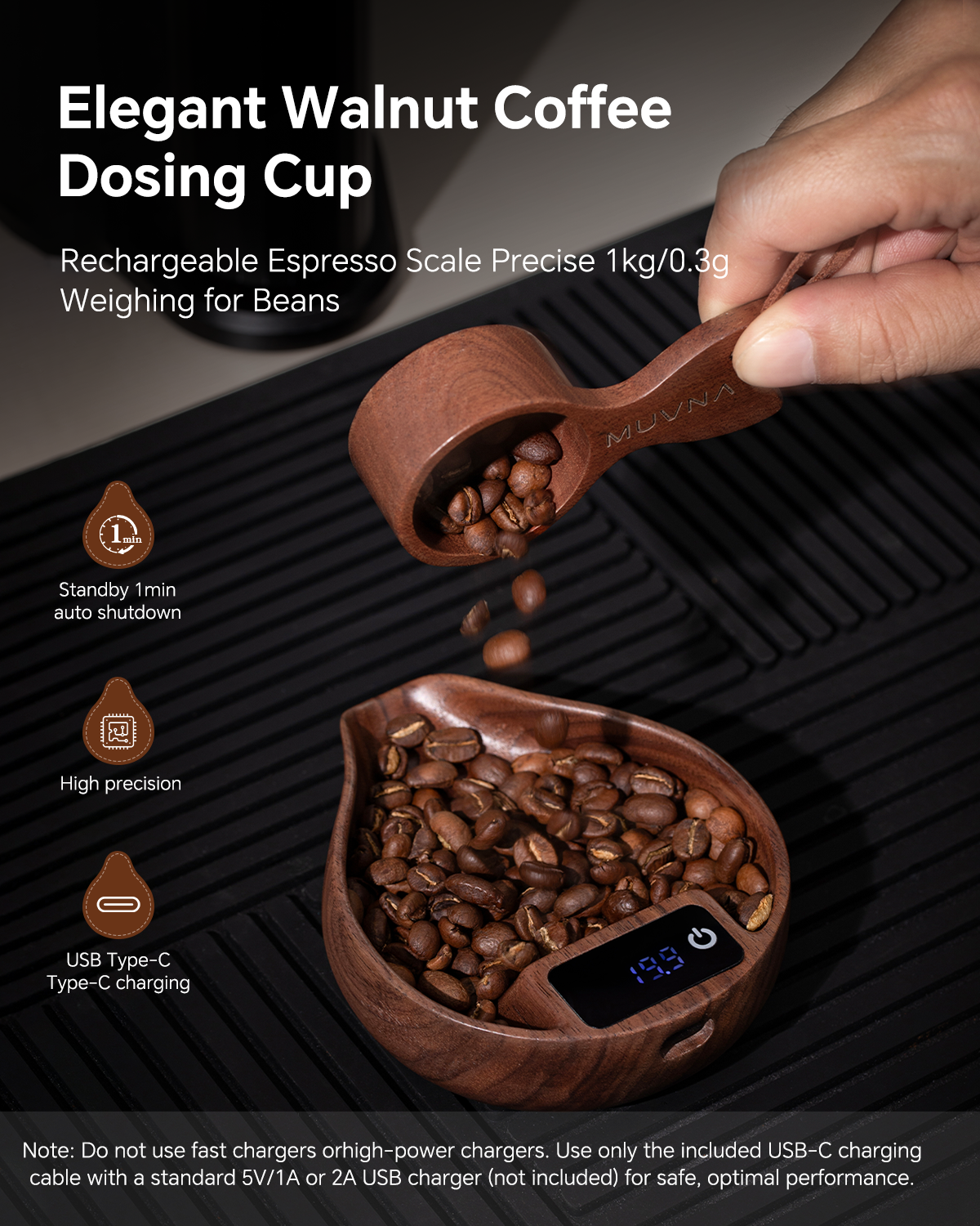 MUVNA 2nd Gen Electronic Scale for Coffee Beans