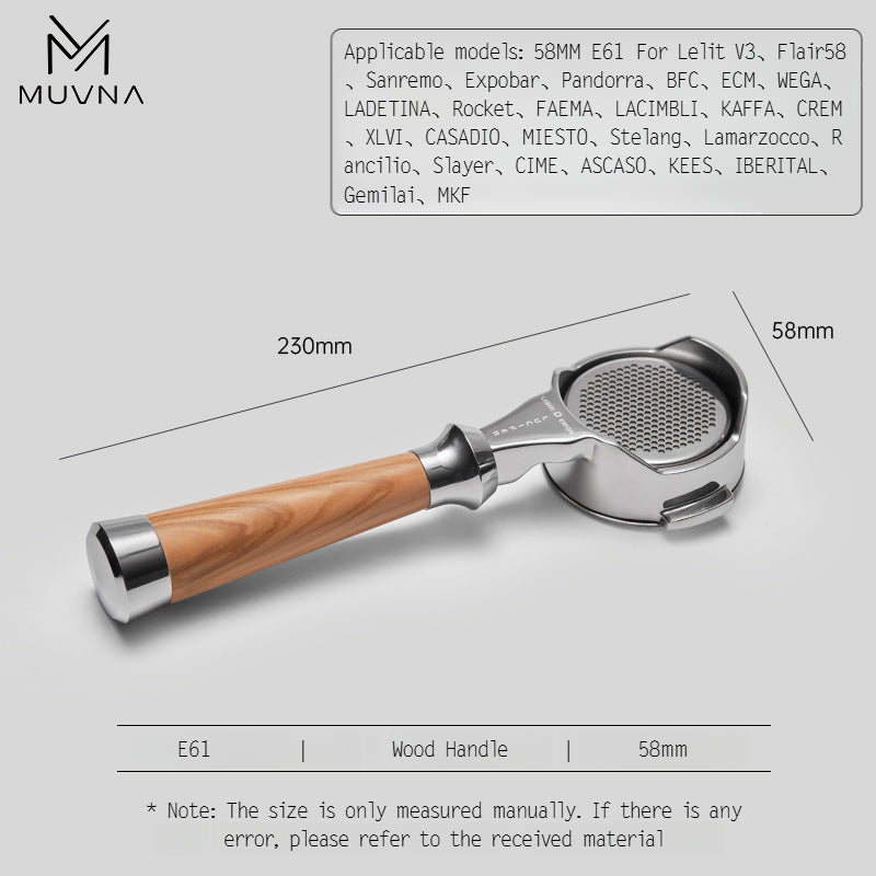 MUVNA Espresso Bottomless Portailfter With Basket Lucifer Series