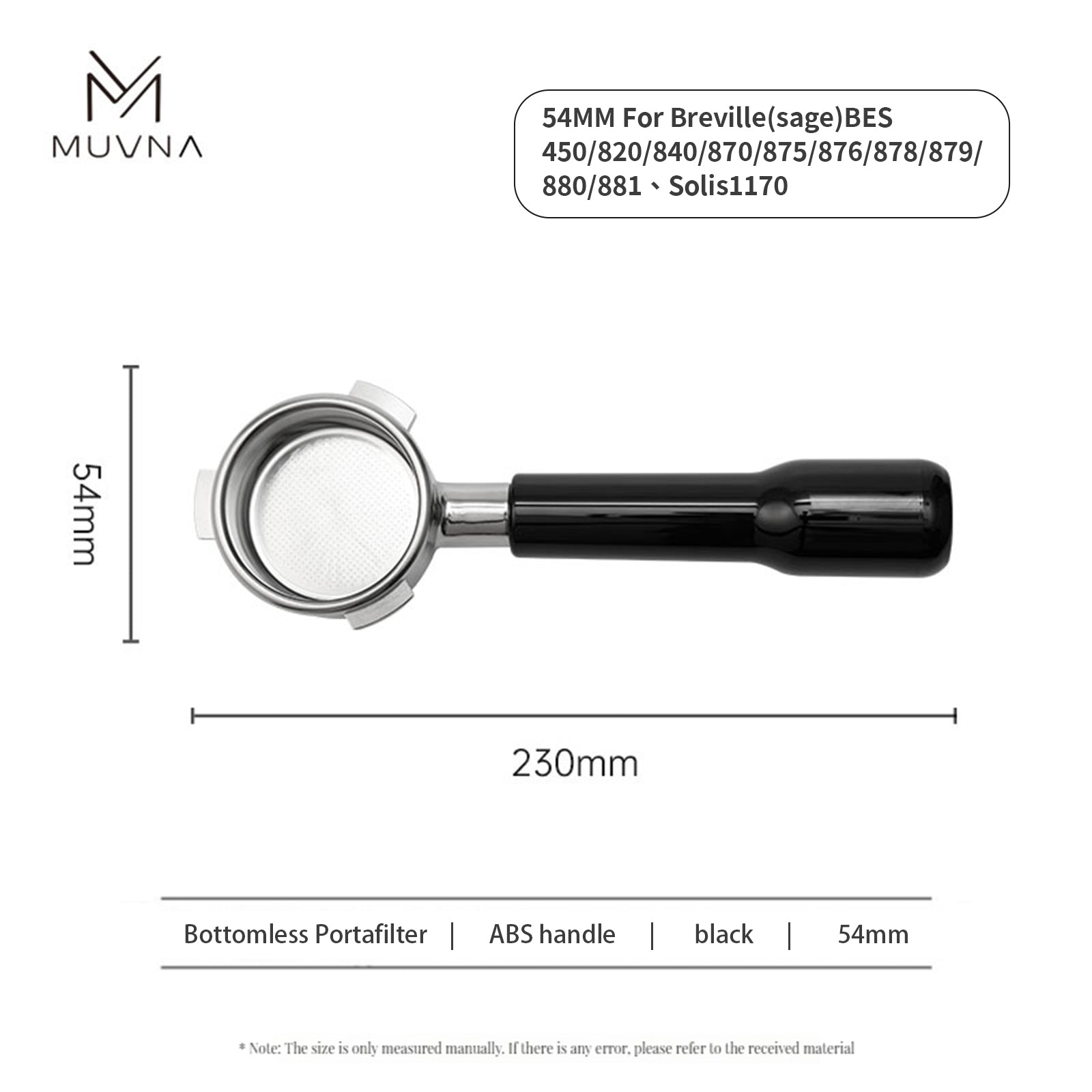 MUVNA Espresso ABS Bottomless Portafilter With Filter Basket