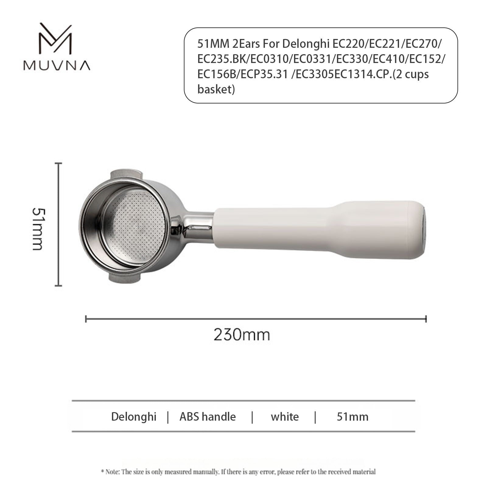 MUVNA Espresso ABS Bottomless Portafilter With Filter Basket