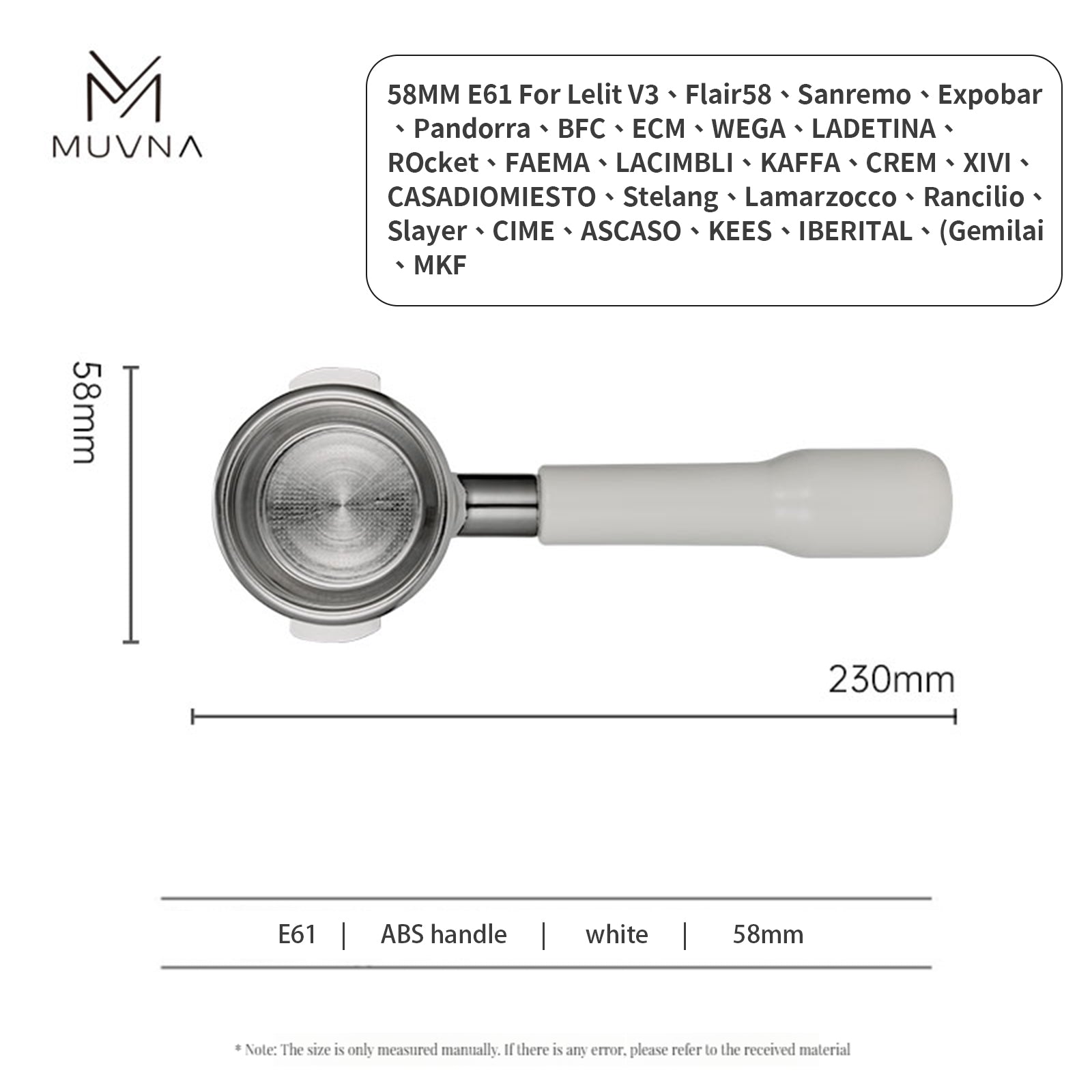 MUVNA Espresso ABS Bottomless Portafilter With Filter Basket