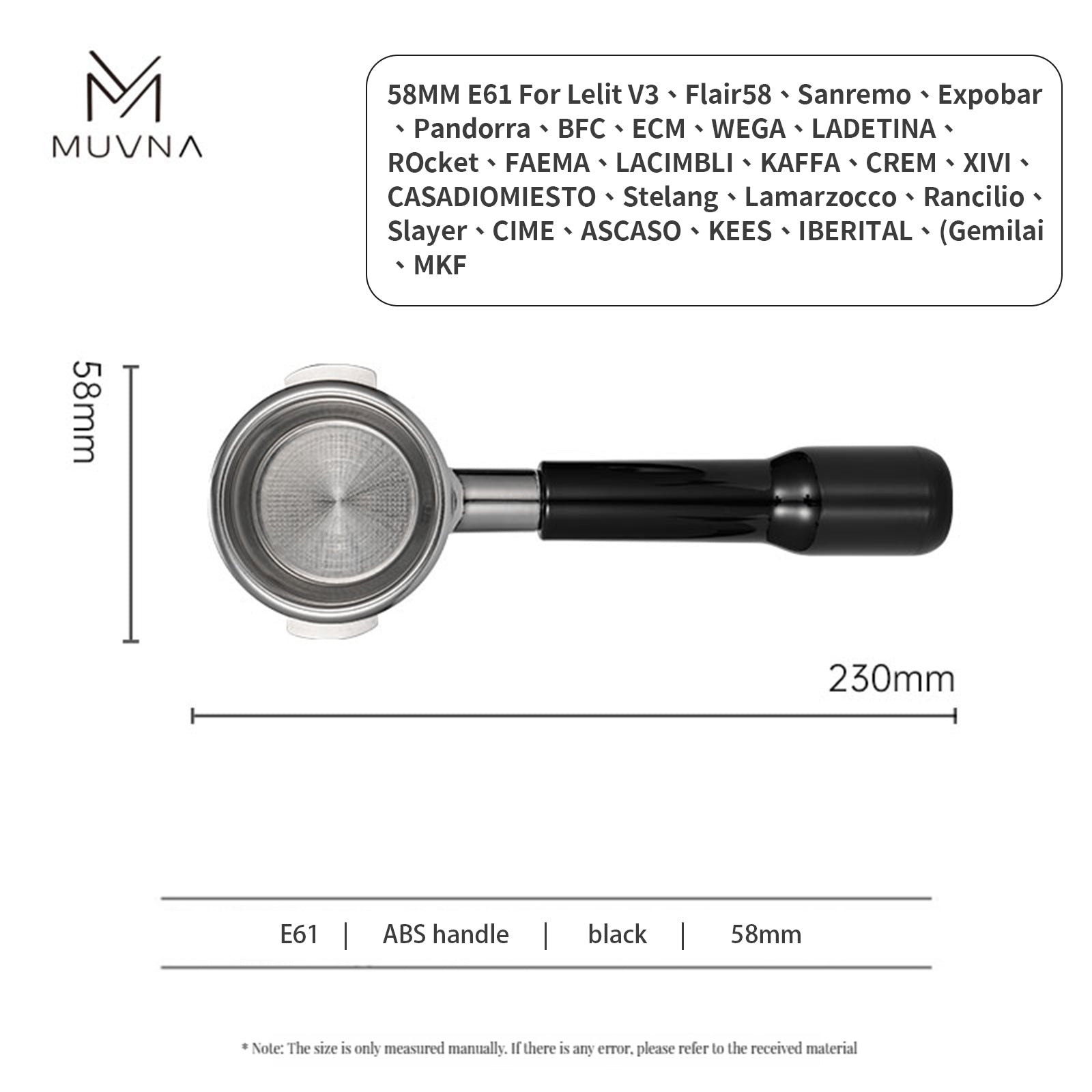 MUVNA Espresso ABS Bottomless Portafilter With Filter Basket