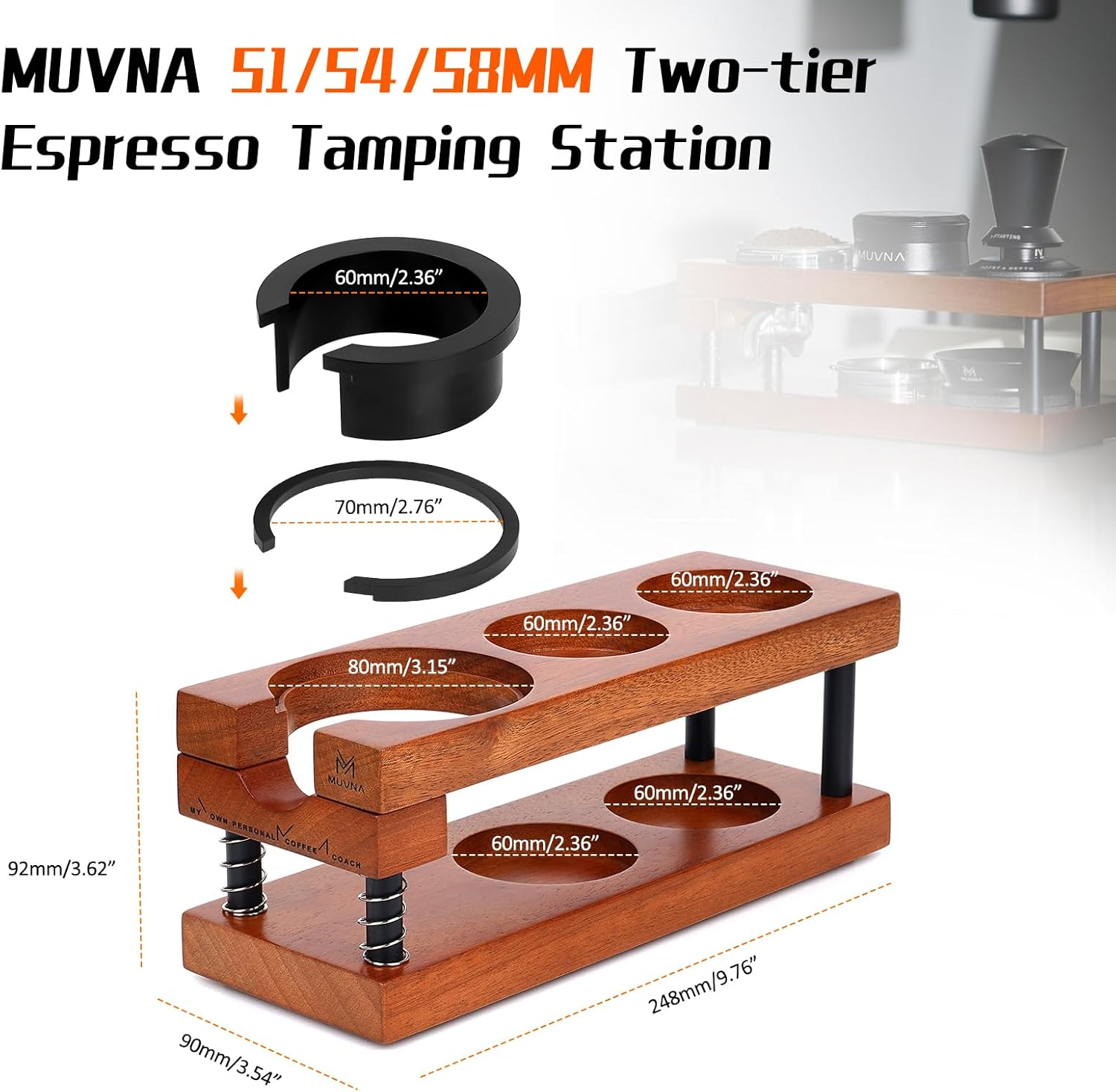 MUVNA Coffee Tamper Station Base Spring-loaded